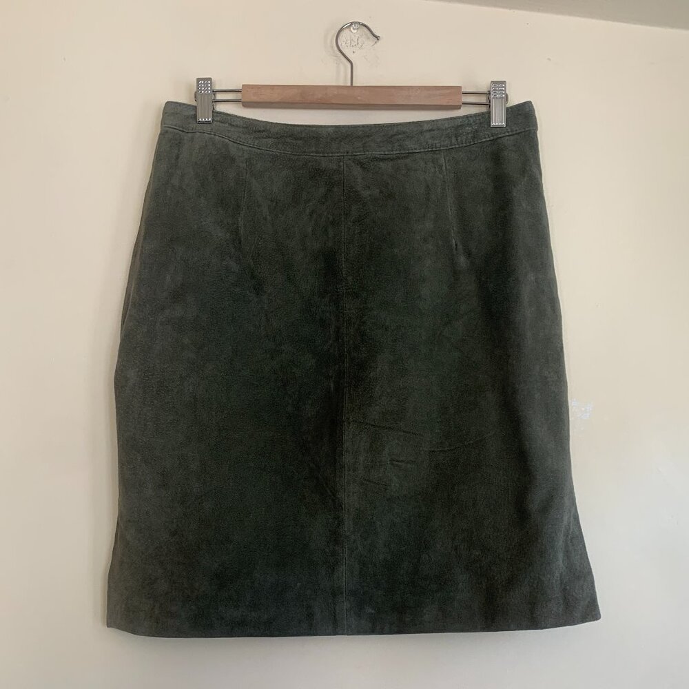 VINTAGE Paul Harris Design Green Suede Skirt Women's Size 12/14